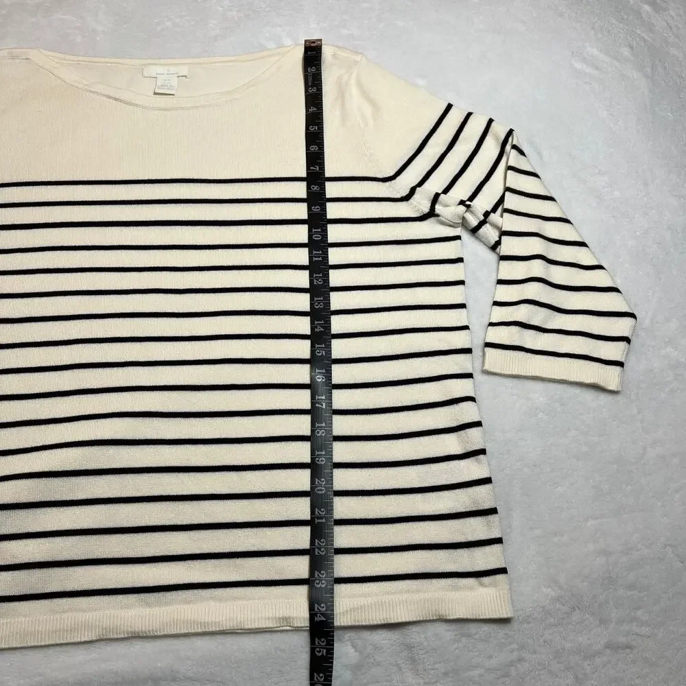 H&M Boat Neck Stripe Knit Top Size XL Stretch Coastal Nautical Preppy Casual - Picture 7 of 7
